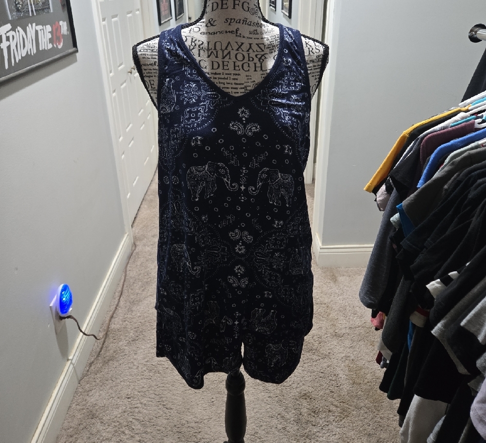Women's Navy Elephant Print Pajama Set